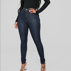 Women's Dark Blue High-Waisted Jeans